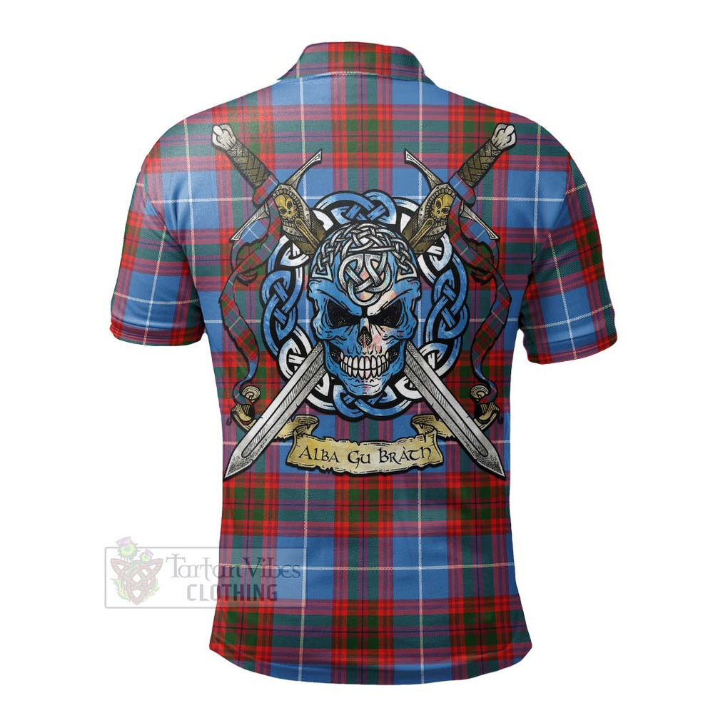 Skirving Tartan Polo Shirt with Family Crest Celtic Skull Style - Tartan Vibes Clothing