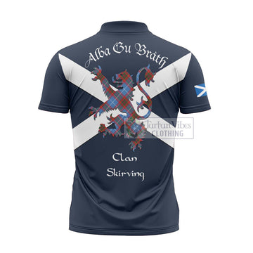 Skirving Tartan Lion Rampant Zipper Polo Shirt Proudly Display Your Heritage with Alba Gu Brath and Clan Name - Tartan Vibes Clothing