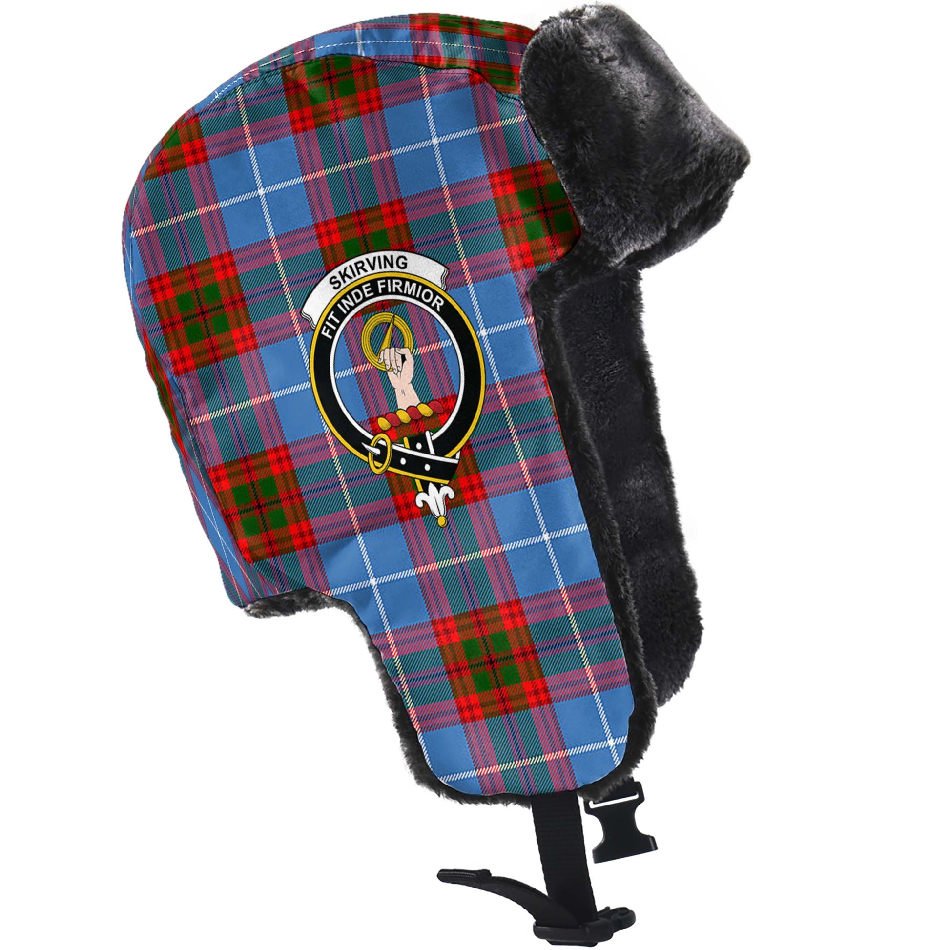 Skirving Tartan Winter Trapper Hat with Family Crest - Tartan Vibes Clothing