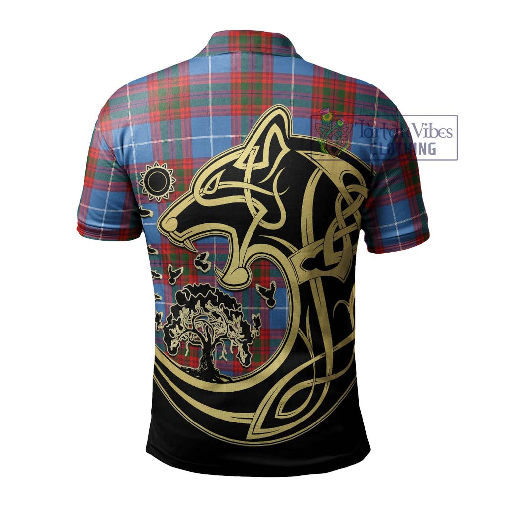 Skirving Tartan Polo Shirt with Family Crest Celtic Wolf Style - Tartanvibesclothing Shop