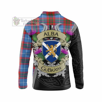 Skirving Tartan Family Crest Long Sleeve Polo Shirt Lion Rampant Royal Thistle Shield Celtic Inspired - Tartan Vibes Clothing