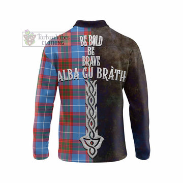 Skirving Tartan Family Crest Long Sleeve Polo Shirt Alba Gu Brath Be Brave Lion Ancient Style