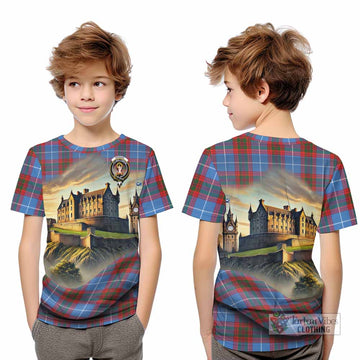 Skirving Tartan Family Crest Kid T-Shirt with Scottish Ancient Castle Style - Tartan Vibes Clothing