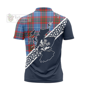 Skirving Tartan Zipper Polo Shirt Featuring Thistle and Scotland Map - Tartanvibesclothing Store