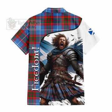 Tartan Vibes Clothing Skirving Crest Tartan Short Sleeve Button Shirt Inspired by the Freedom of Scottish Warrior
