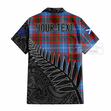 Tartan Vibes Clothing Skirving Crest Tartan Short Sleeve Button Shirt with New Zealand Silver Fern Half Style