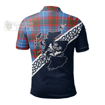 Skirving Tartan Polo Shirt Featuring Thistle and Scotland Map - Tartanvibesclothing Store
