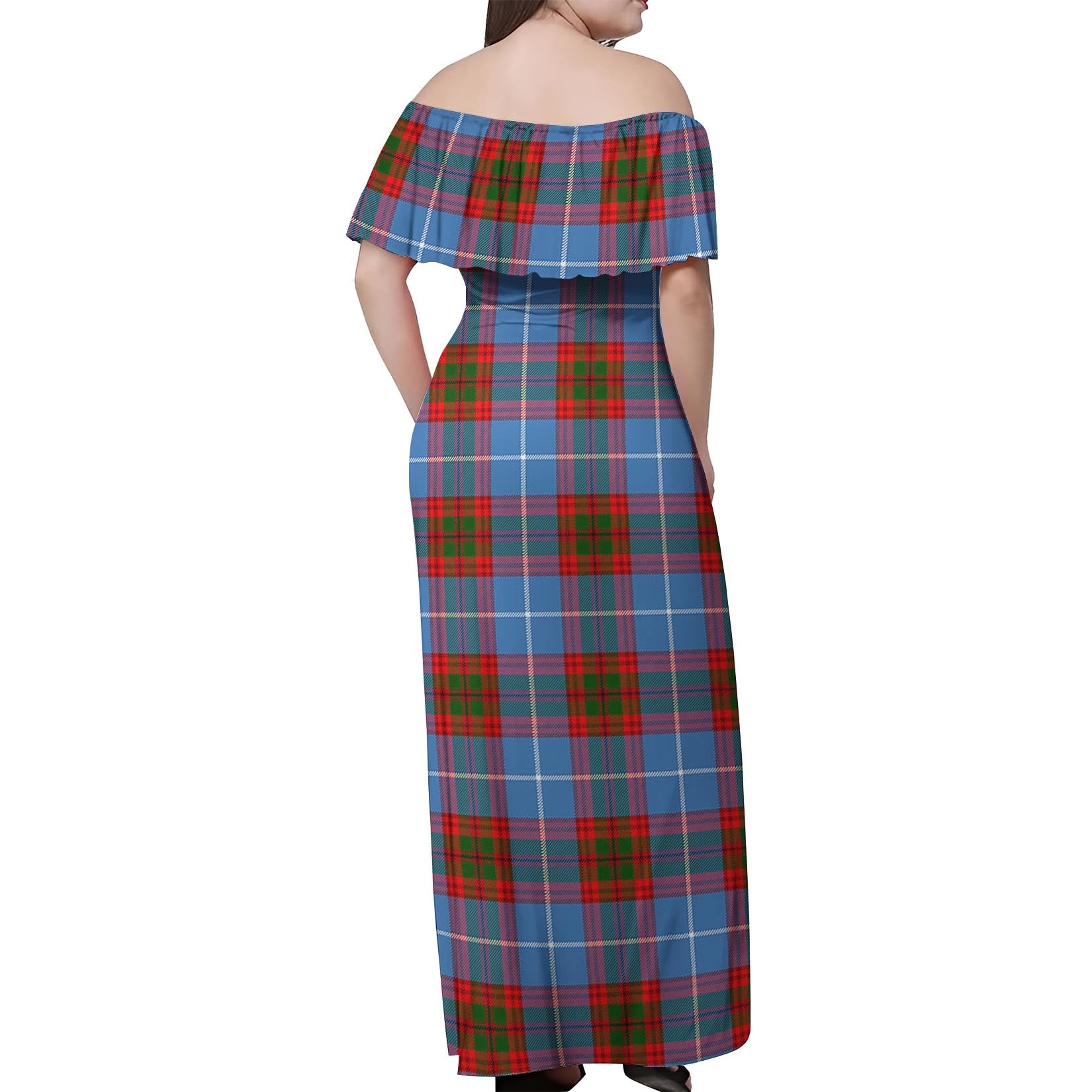 Skirving Tartan Off Shoulder Long Dress - Tartan Vibes Clothing