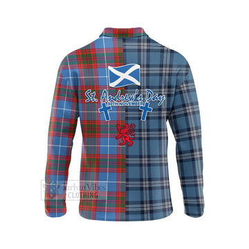 Skirving Tartan Long Sleeve Polo Shirt Happy St. Andrew's Day Half Tartan Style - Tartan Vibes Clothing