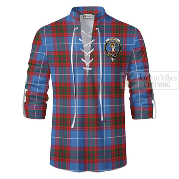 Skirving Tartan Ghillie Kilt Shirt with Family Crest and Bearded Skull Holding Bottles of Whiskey - Tartan Vibes Clothing