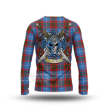 Skirving Tartan Long Sleeve T-Shirt with Family Crest Celtic Skull Style - Tartan Vibes Clothing