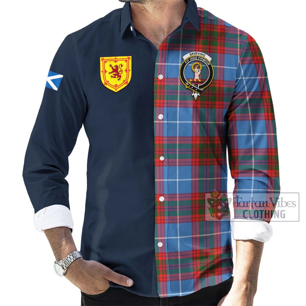 Skirving Tartan Long Sleeve Button Shirt Alba with Scottish Lion Royal Arm Half Style Men's Shirt - Tartan Vibes Clothing