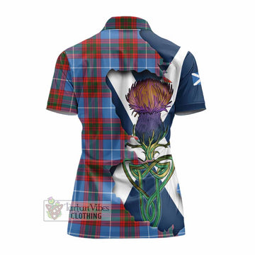 Tartan Vibes Clothing Skirving Tartan Family Crest Women's Polo Shirt Scottish Thistle Celtic Inspired