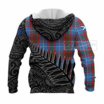 Tartan Vibes Clothing Skirving Crest Tartan Knitted Hoodie with New Zealand Silver Fern Half Style