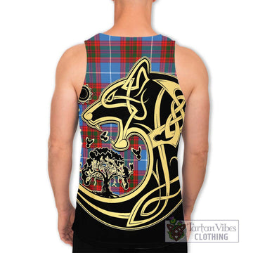 Skirving Tartan Men's Tank Top with Family Crest Celtic Wolf Style - Tartan Vibes Clothing