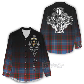 Skirving Tartan Women's Casual Shirt Featuring Alba Gu Brath Family Crest Celtic Inspired - Tartan Vibes Clothing