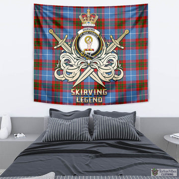 Skirving Tartan Tapestry with Clan Crest and the Golden Sword of Courageous Legacy