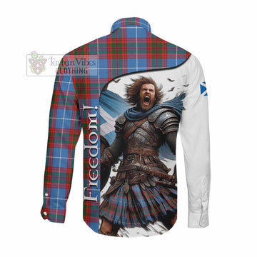 Tartan Vibes Clothing Skirving Crest Tartan Long Sleeve Button Shirt Inspired by the Freedom of Scottish Warrior