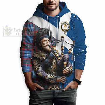 Skirving Tartan Hoodie with Family Crest Scottish Bagpiper Vibes - Tartan Vibes Clothing