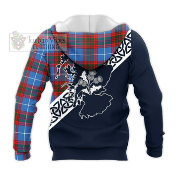 Tartan Vibes Clothing Skirving Tartan Knitted Hoodie Featuring Thistle and Scotland Map