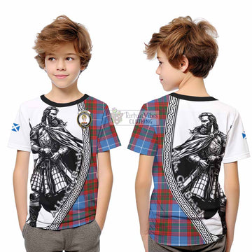Skirving Tartan Clan Crest Kid T-Shirt with Highlander Warrior Celtic Style - Tartan Vibes Clothing