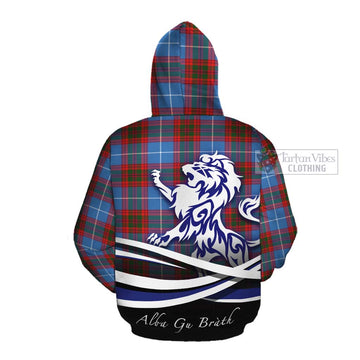 Skirving Tartan Cotton Hoodie with Alba Gu Brath Regal Lion Emblem Pullover Hoodie - Tartan Vibes Clothing