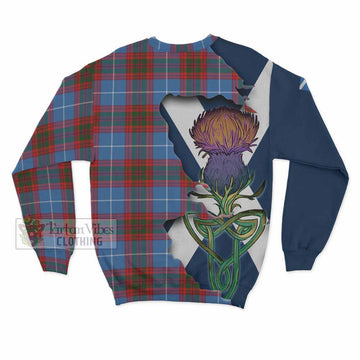 Tartan Vibes Clothing Skirving Tartan Family Crest Sweatshirt Scottish Thistle Celtic Inspired