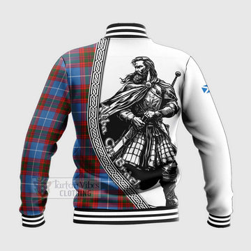 Skirving Tartan Clan Crest Baseball Jacket with Highlander Warrior Celtic Style - Tartan Vibes Clothing