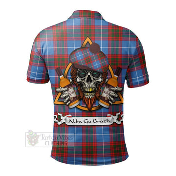 Skirving Tartan Polo Shirt with Family Crest and Bearded Skull Holding Bottles of Whiskey - Tartan Vibes Clothing
