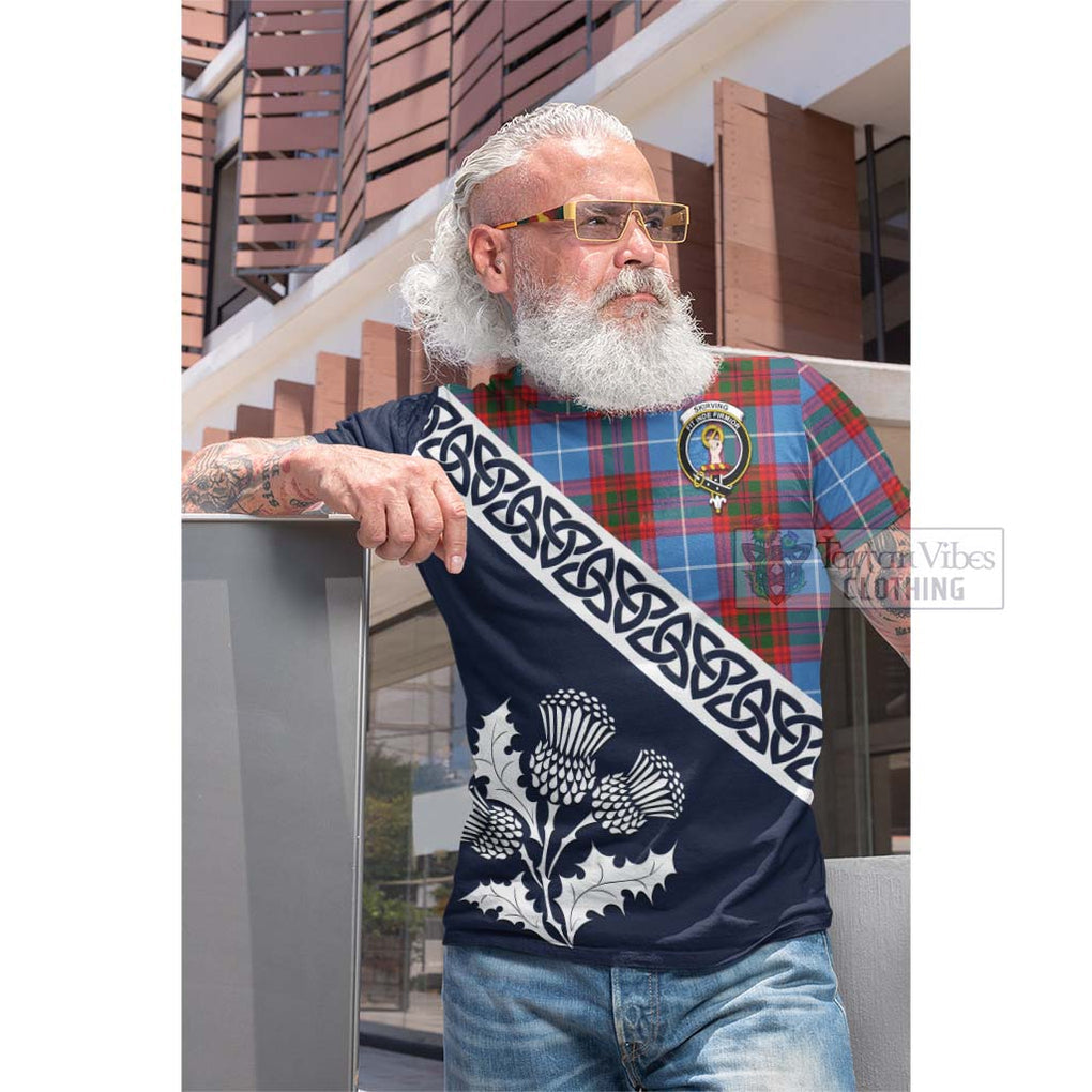 Skirving Tartan Cotton T-shirt Featuring Thistle and Scotland Map Men's Shirt - Tartan Vibes Clothing
