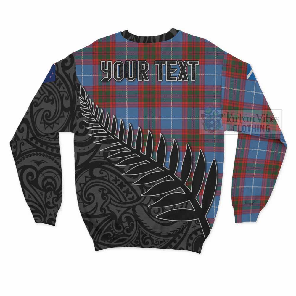Skirving Crest Tartan Sweatshirt with New Zealand Silver Fern Half Style - Tartan Vibes Clothing