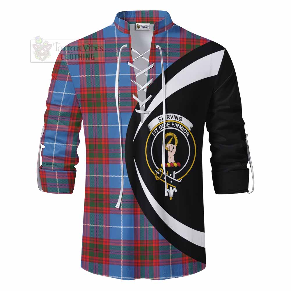 Skirving Tartan Ghillie Kilt Shirt with Family Crest Circle Style - Tartan Vibes Clothing