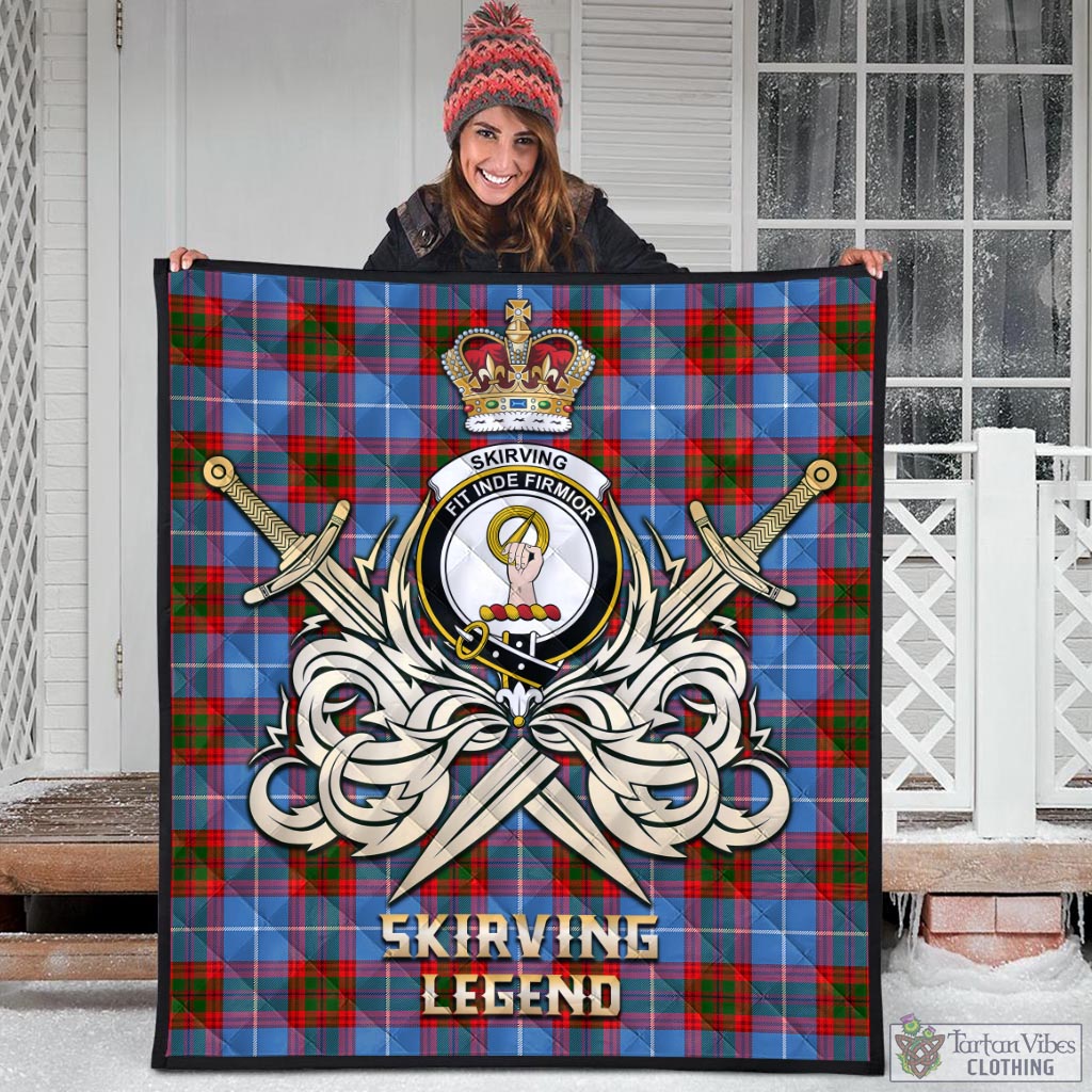 Tartan Vibes Clothing Skirving Tartan Quilt with Clan Crest and the Golden Sword of Courageous Legacy