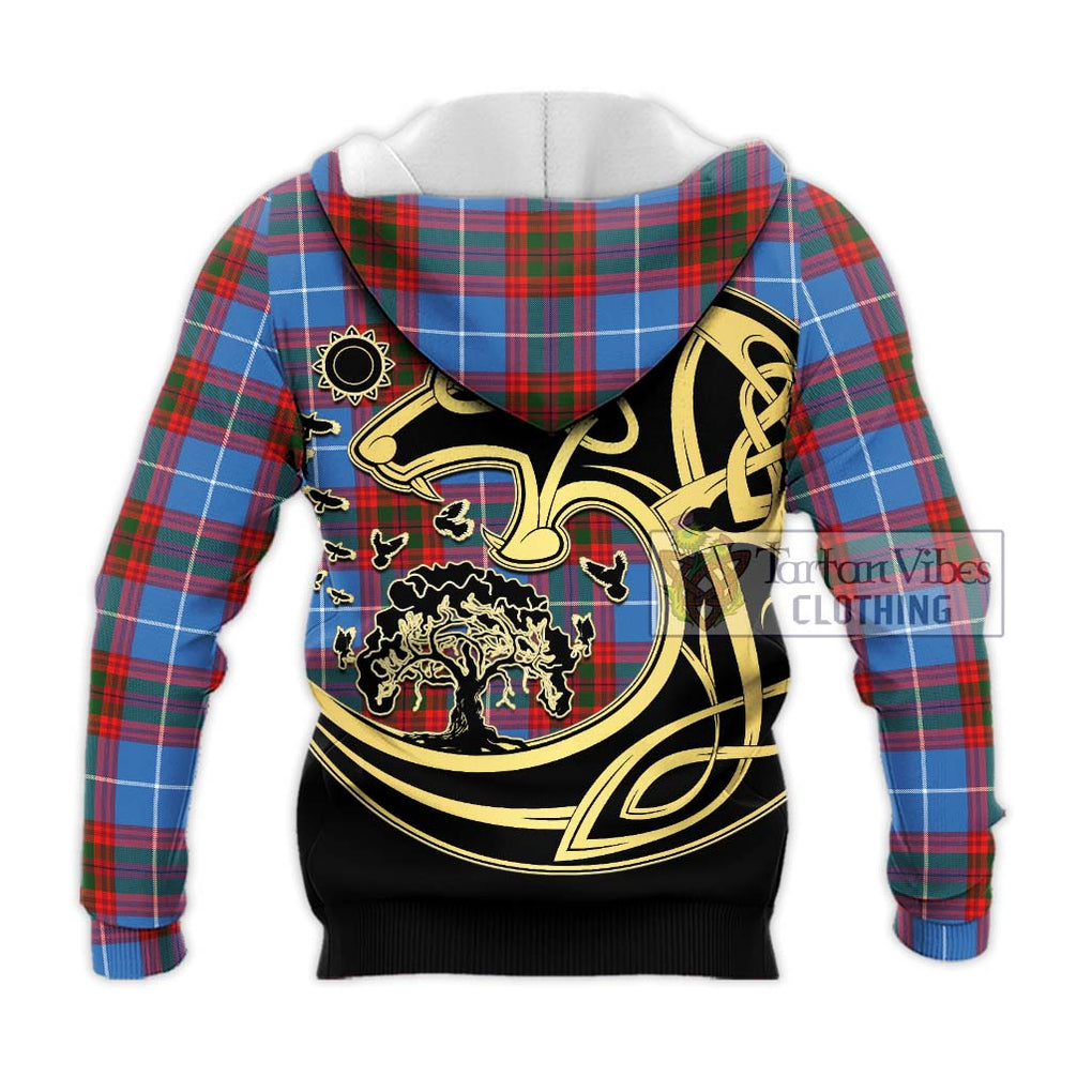Skirving Tartan Knitted Hoodie with Family Crest Celtic Wolf Style - Tartan Vibes Clothing