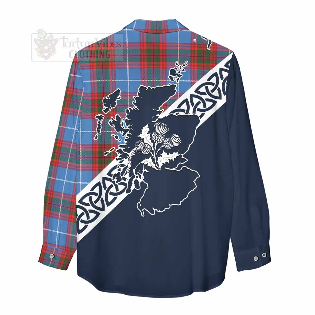 Skirving Tartan Women's Casual Shirt Featuring Thistle and Scotland Map - Tartan Vibes Clothing