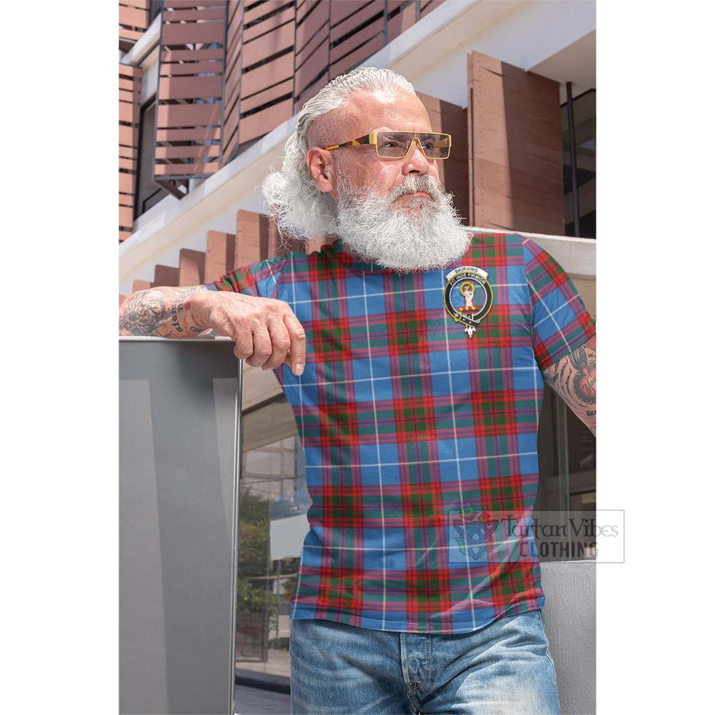 Skirving Tartan Cotton T-shirt with Family Crest Celtic Skull Style - Tartan Vibes Clothing
