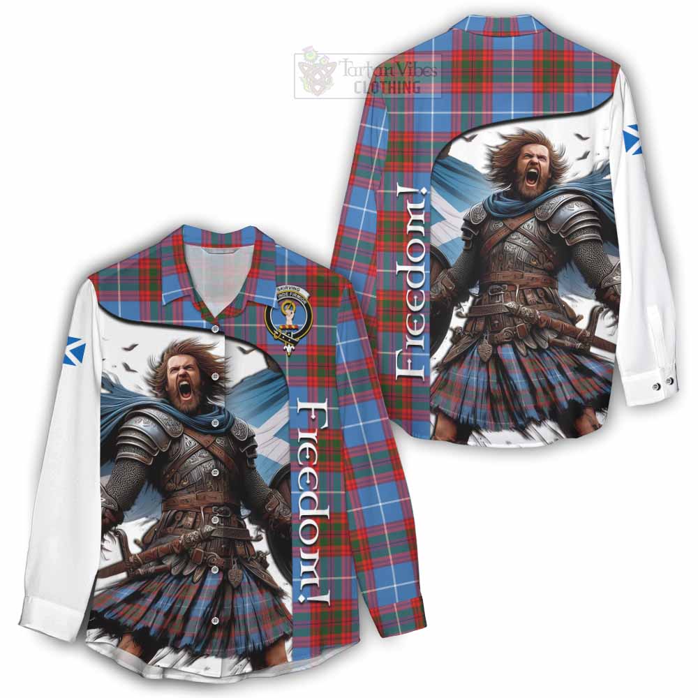 Tartan Vibes Clothing Skirving Crest Tartan Women's Casual Shirt Inspired by the Freedom of Scottish Warrior