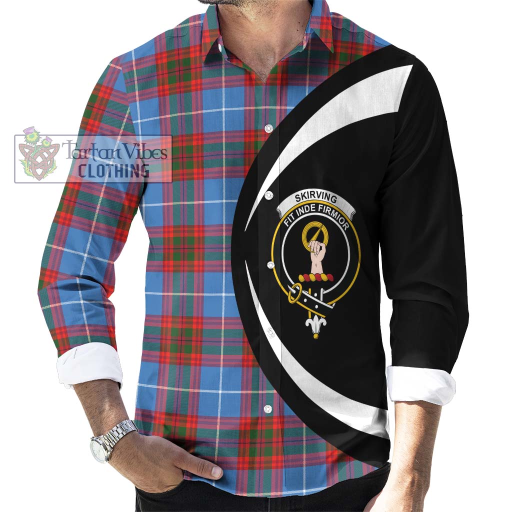 Skirving Tartan Long Sleeve Button Up with Family Crest Circle Style - Tartan Vibes Clothing