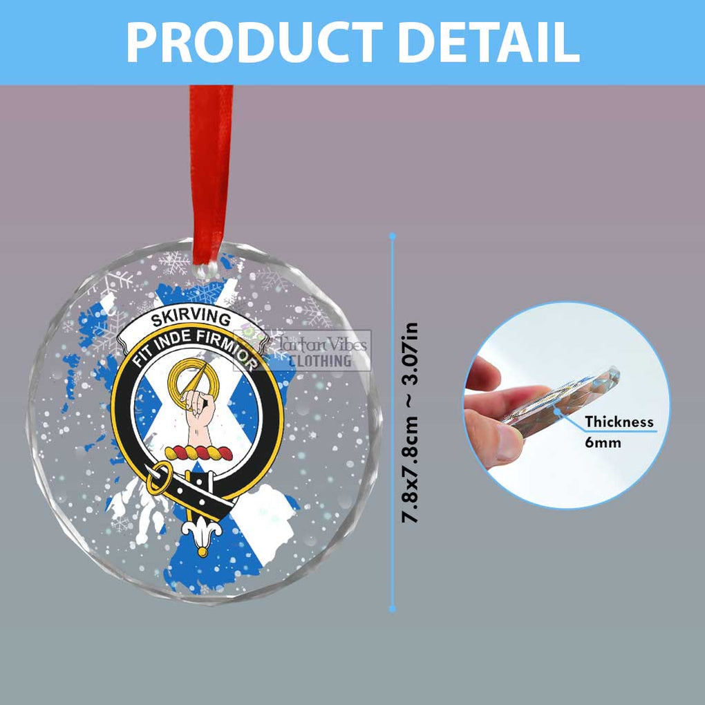 Skirving Clan Crest Christmas Glass Ornament with Scotland Map - 2D-tartanvibesclothing