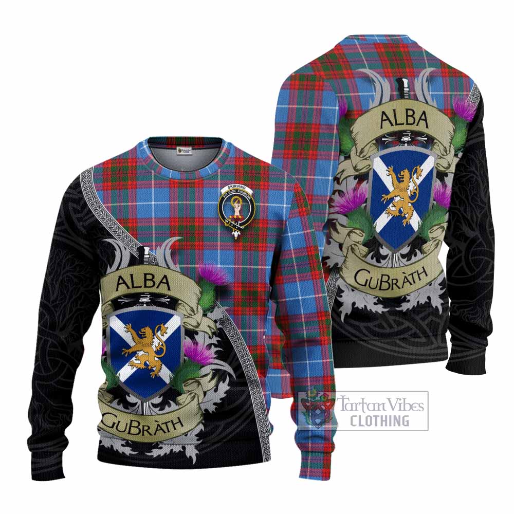 Skirving Tartan Family Crest Knitted Sweater Lion Rampant Royal Thistle Shield Celtic Inspired - Tartan Vibes Clothing