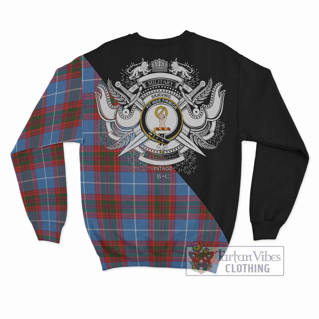 Skirving Tartan Sweatshirt with Family Crest and Military Logo Style - Tartan Vibes Clothing