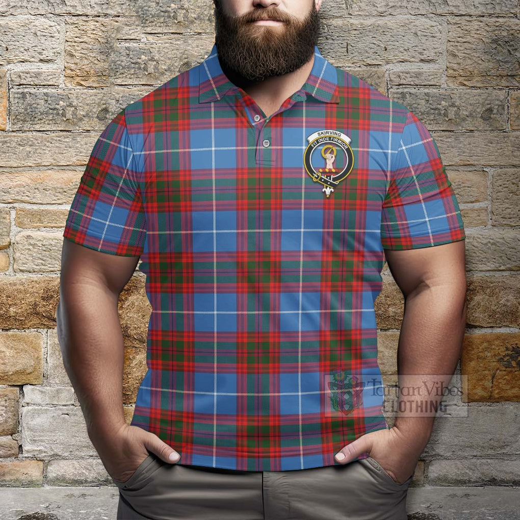 Skirving Tartan Polo Shirt with Family Crest Celtic Skull Style - Tartan Vibes Clothing