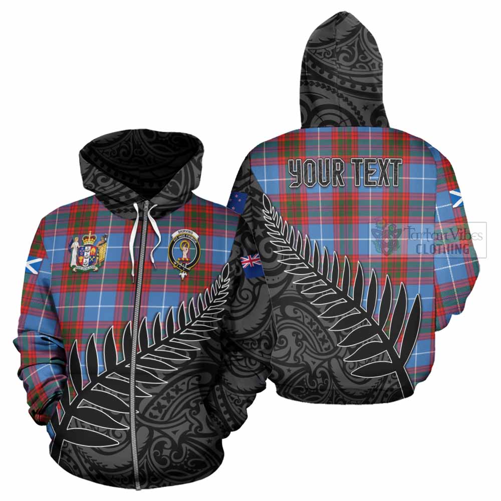Tartan Vibes Clothing Skirving Crest Tartan Hoodie with New Zealand Silver Fern Half Style