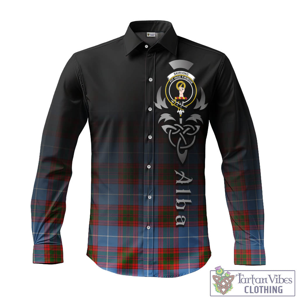 Skirving Tartan Long Sleeve Button Up Featuring Alba Gu Brath Family Crest Celtic Inspired - Tartan Vibes Clothing
