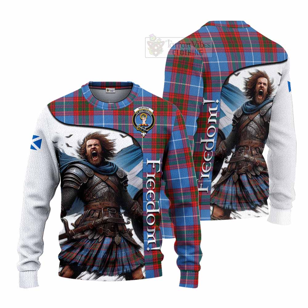 Tartan Vibes Clothing Skirving Crest Tartan Knitted Sweater Inspired by the Freedom of Scottish Warrior