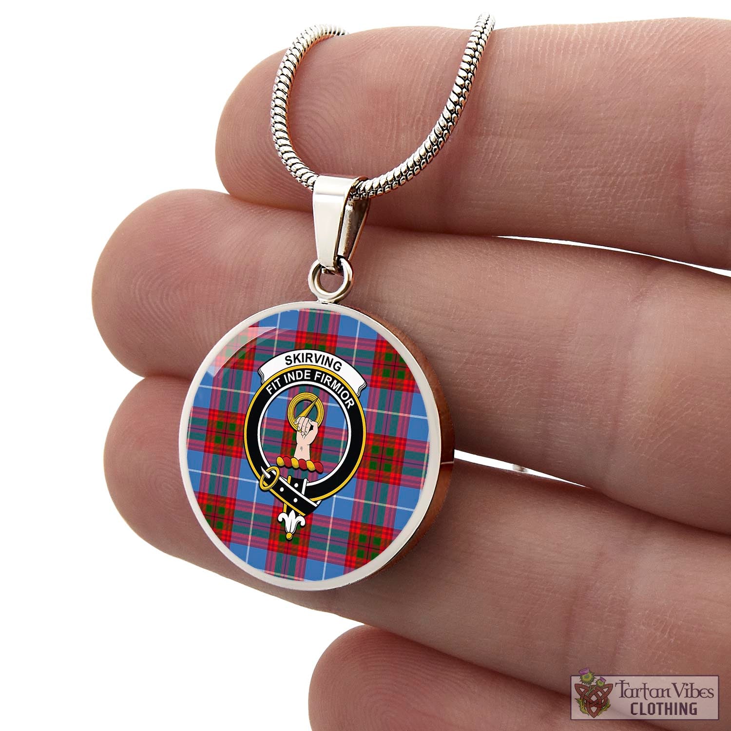 Skirving Tartan Circle Necklace with Family Crest - Tartan Vibes Clothing