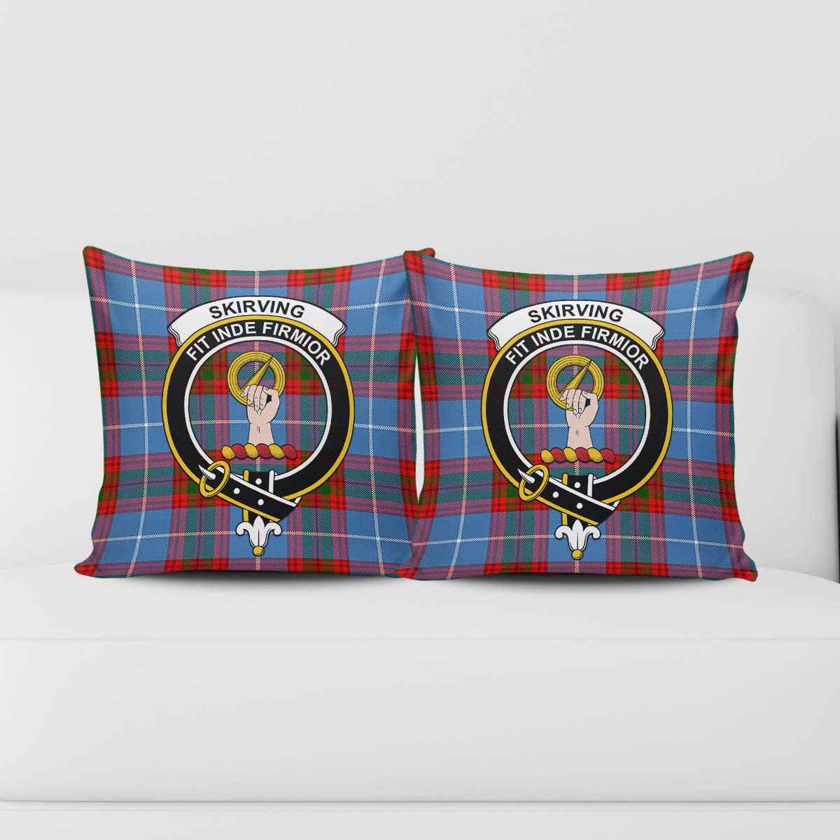 Skirving Tartan Pillow Cover with Family Crest - Tartan Vibes Clothing