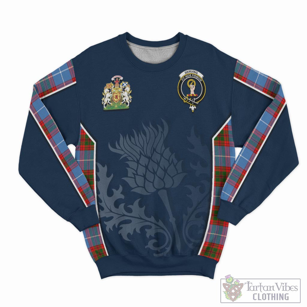 Skirving Tartan Sweatshirt with Family Crest and Scottish Thistle Vibes Sport Style - Tartan Vibes Clothing