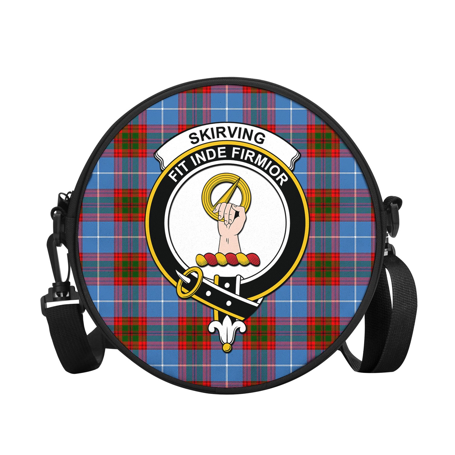 Skirving Tartan Round Satchel Bags with Family Crest - Tartan Vibes Clothing