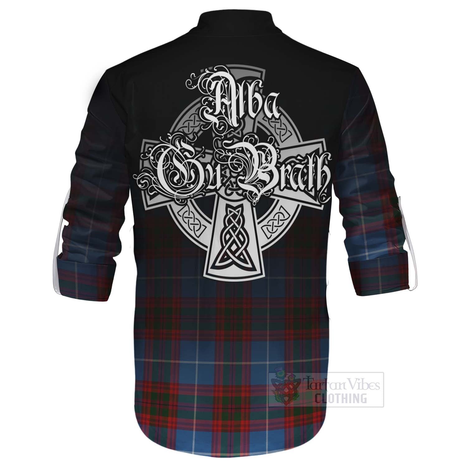 Tartan Vibes Clothing Skirving Tartan Ghillie Kilt Shirt Featuring Alba Gu Brath Family Crest Celtic Inspired